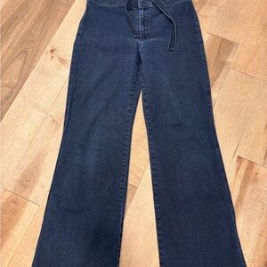 Joe's Jeans Dark Navy Wide-Leg High-Rise Jeans with Self Tie